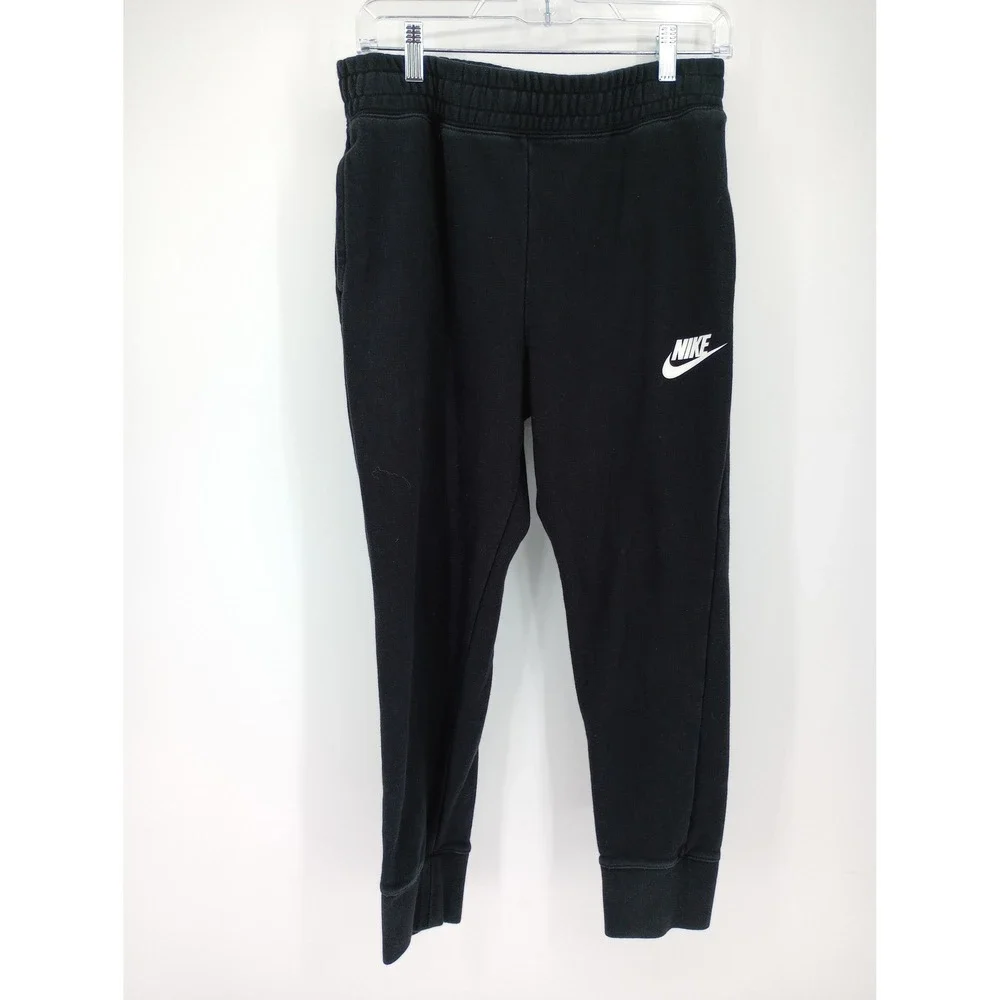 Nike Sportswear Club Big Kids Girls French Terry Fitted Pants Sweatpants Black L